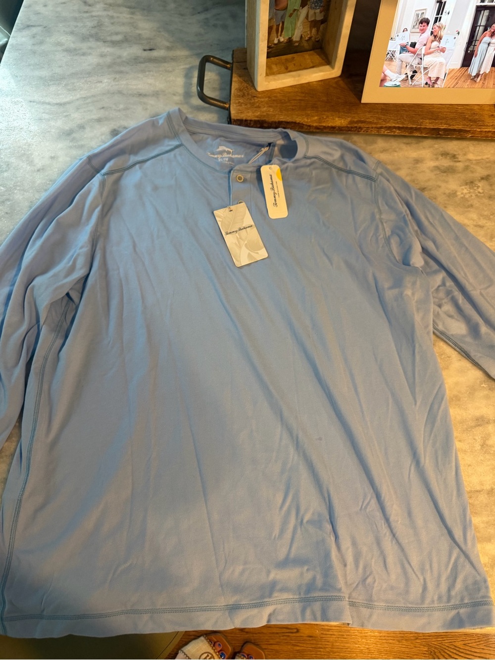 Tommy Bahama Light Blue Long-Sleeve Henley - Picture 1 of 3